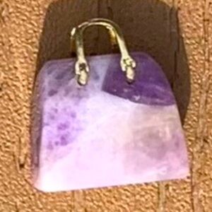 🆕DREAM AMETHYST GENUINE NATURAL STONE QUARTZ CARVED PURSE BAG TOTE CHARM #8